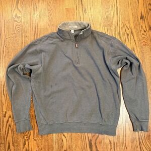 Peter Millar Quarter Zip Pullover Sweater Cotton Grey Size M Distressed